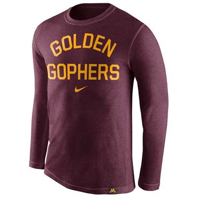 Nike Minnesota Golden Gophers Tri-Blend Long Sleeve Conviction Crew Shirt