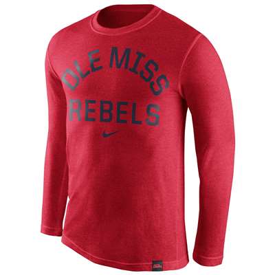 Nike Mississippi Ole Miss Rebels Tri-Blend Long Sleeve Conviction Crew Shirt