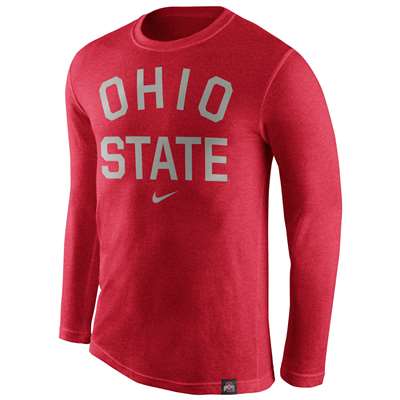Nike Ohio State Buckeyes Tri-Blend Long Sleeve Conviction Crew Shirt