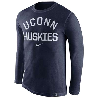 Nike Uconn Huskies Tri-Blend Long Sleeve Conviction Crew Shirt