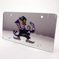Notre Dame Inlaid Acrylic License Plate - Silver Mirror Background