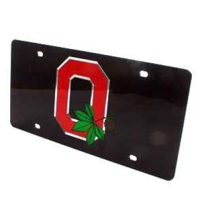 Ohio State Inlaid Acrylic License Plate - Black Background