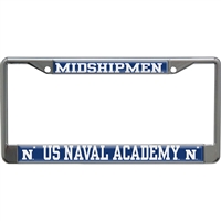 Navy Metal License Plate Frame W/domed Insert