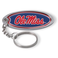 Mississippi Metal Key Chain W/domed Insert - Red Background