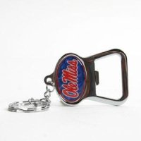 Mississippi Metal Key Chain And Bottle Opener W/domed Insert - Blue Background