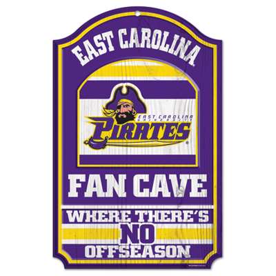 East Carolina Pirates Fan Cave Wood Sign