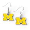 Michigan Wolverines Dangler Earrings -Yellow M