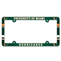Miami Hurricanes Plastic License Plate Frame