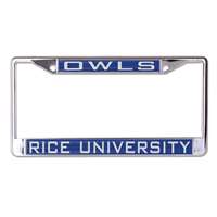 Rice Owls Metal Inlaid License Plate Frame