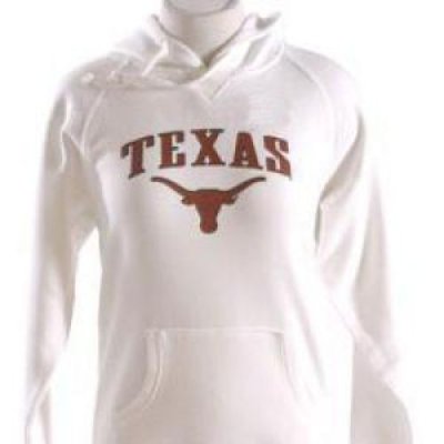 Texas Womens Hooded Sweatshirt - Texas Arched Over Longhorns Logo - By Champion - White