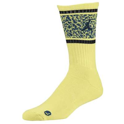 Air Jordan Striped Elephant Print Crew Socks - Electric Yellow/Black