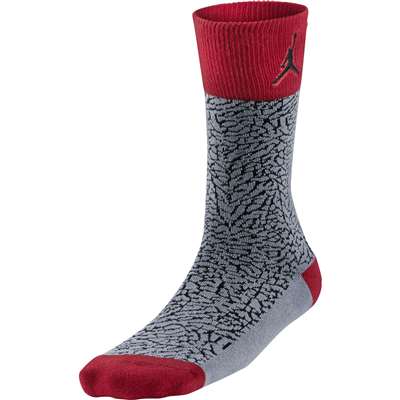 Air Jordan Elephant Print Crew Socks - Cement Grey/Gym Red
