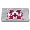 Mississippi State Inlaid Acrylic License Plate - Silver Mirror Background