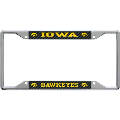 Iowa Hawkeyes Metal License Plate Frame - Carbon Fiber