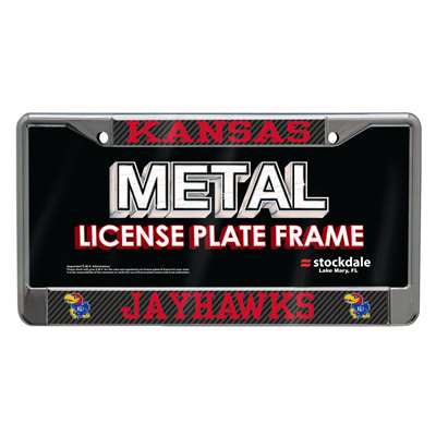 Kansas Jayhawks Metal License Plate Frame - Carbon Fiber