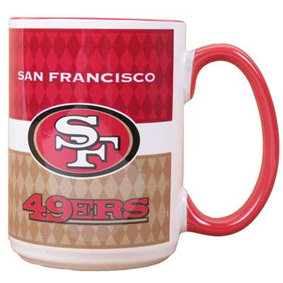 San Francisco 49ers 15oz White Stripe Coffee Mug