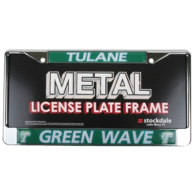 Tulane Green Wave Metal License Plate Frame W/domed Insert