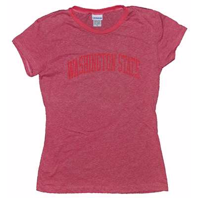 Washington State T-shirt - Ladies Ringer By League - Dark Pink