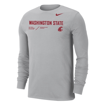 Nike Washington State Cougars Dri-Fit Long Sleeve T-Shirt - Flat Silver