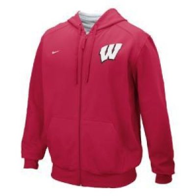 Wisconsin Nike College Full-zip Fleece Hoody