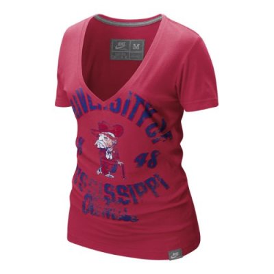 Nike Mississippi Rebels Womens Vault V-neck T-shirt