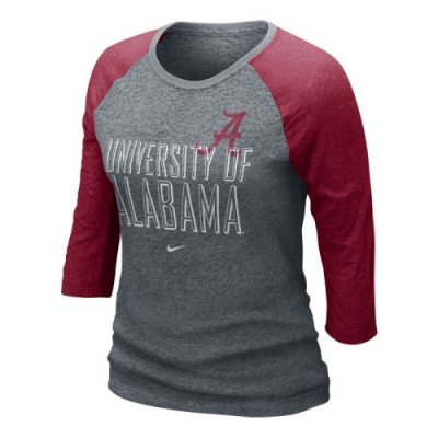 Nike Alabama Crimson Tide Womens 3/4 Burnout Raglan T-shirt