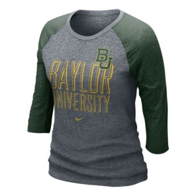 Nike Baylor Bears Womens 3/4 Burnout Raglan T-shirt