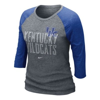 Nike Kentucky Wildcats Womens 3/4 Burnout Raglan T-shirt