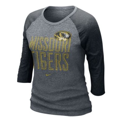 Nike Missouri Tigers Womens 3/4 Burnout Raglan T-shirt