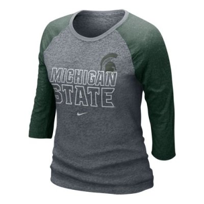 Nike Michigan State Spartans Womens 3/4 Burnout Raglan T-shirt