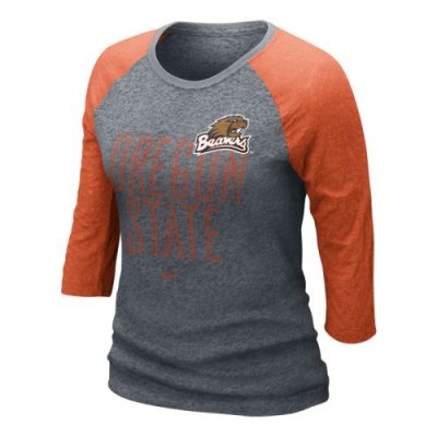 Nike Oregon State Beavers Womens 3/4 Burnout Raglan T-shirt