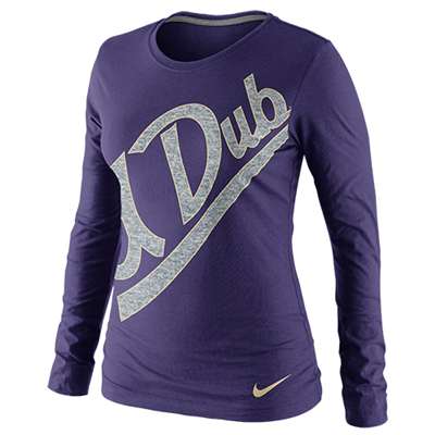 Nike Washington Huskies Women's Long Sleeve Angled Script T-Shirt