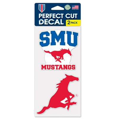 Southern Methodist University Mustangs Perfect Cut Decal 4" x 4" - Set of 2