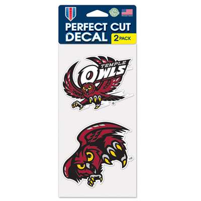 Temple Owls Perfect Cut Decal 4" x 4" - Set of 2