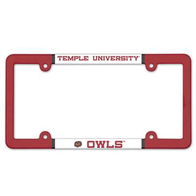 Temple Owls Plastic License Plate Frame