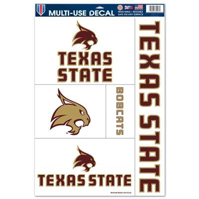 Texas State Bobcats Multi-Use Decal Sheet - 11" x 17"