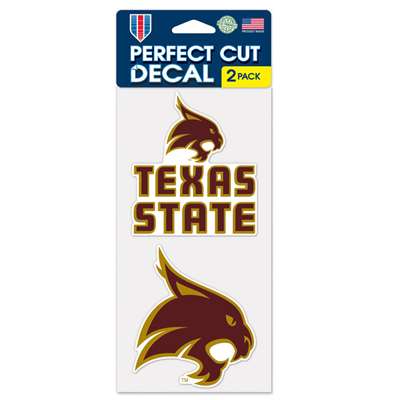 Texas State Bobcats Perfect Cut Decal 4" x 4" - Set of 2