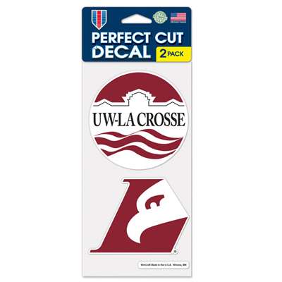 Wisconsin-La Crosse Eagles Perfect Cut Decal 4" x 4" - Set of 2
