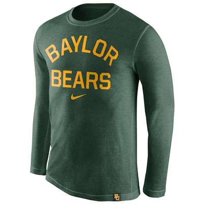 Nike Baylor Bears Tri-Blend Long Sleeve Conviction Crew Shirt