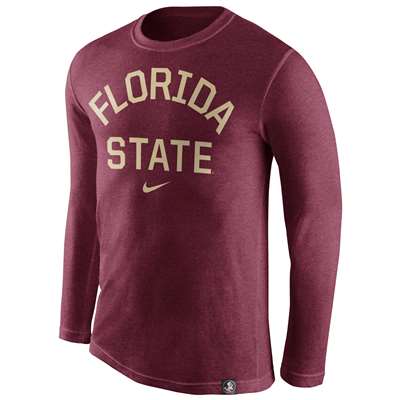 Nike Florida State Seminoles Tri-Blend Long Sleeve Conviction Crew Shirt
