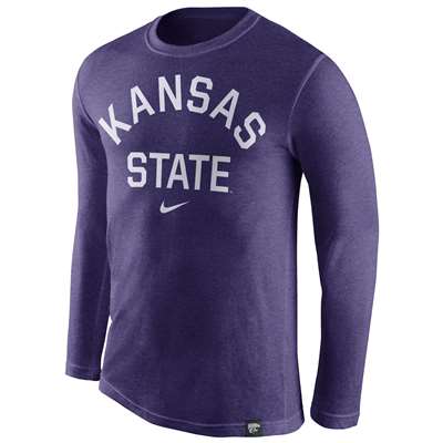 Nike Kansas State Wildcats Tri-Blend Long Sleeve Conviction Crew Shirt