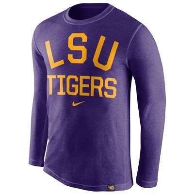 Nike LSU Tigers Tri-Blend Long Sleeve Conviction Crew Shirt