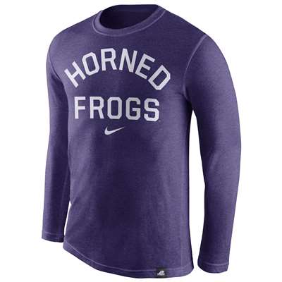 Nike TCU Horned Frogs Tri-Blend Long Sleeve Conviction Crew Shirt