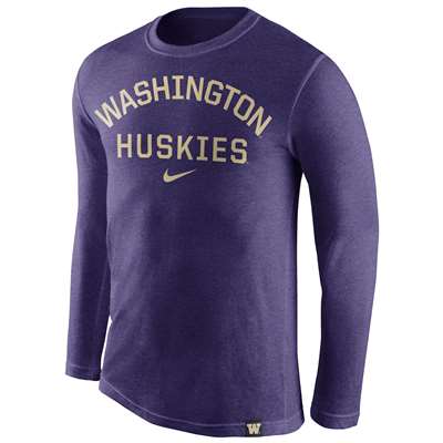 Nike Washington Huskies Tri-Blend Long Sleeve Conviction Crew Shirt