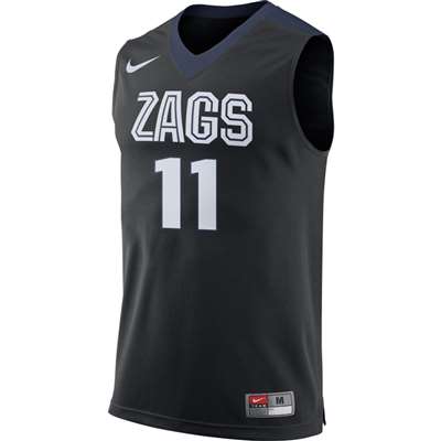 Nike Gonzaga Bulldogs Replica Basketball Jersey - #11 - Black
