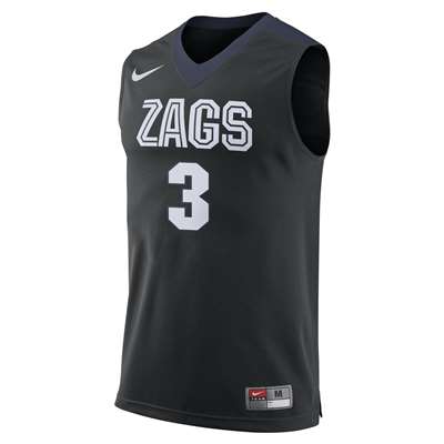 Nike Gonzaga Bulldogs Replica Basketball Jersey - #3 - Black