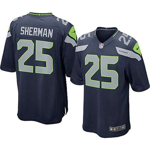 Nike Seattle Seahawks Richard Sherman Game Jersey - Pacific Blue #25
