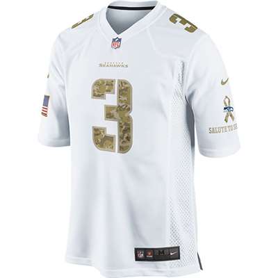 Nike Seattle Seahawks Russell Wilson Camo "Salute to Service" Special Edition Game Jersey - White #3