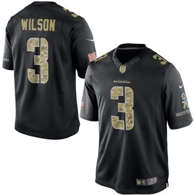 Nike Seattle Seahawks Russell Wilson Salute to Service Special Edition Game Jersey - Black #3