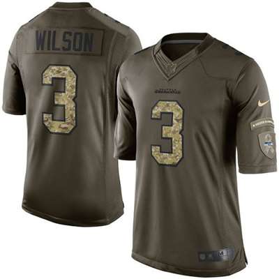 Nike Seattle Seahawks Russell Wilson Salute to Service Special Edition Game Jersey - Olive #3
